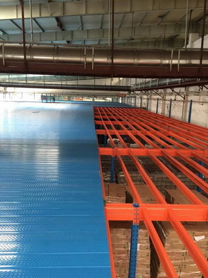 โพลตฟอร์มเหล็กหลายระดับหนัก/ปานกลาง โรงงาน Mezzanine Floors in Blue and Orange Color